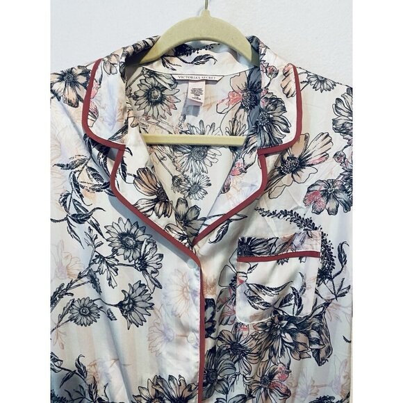 Victorias Secret Romper Womens Large Pink Stiped Floral Satin Ribbon Tie Flirty - Picture 3 of 8